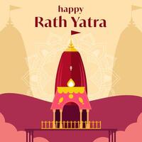 feliz rath yatra ilustração dentro plano Projeto estilo vetor