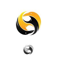 silhueta Raven logotipo forma yin yang ícone vetor