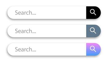 caixas de pesquisa em design plano. ilustrações coloridas do mecanismo de pesquisa. coleções de interface da barra de pesquisa. vetor