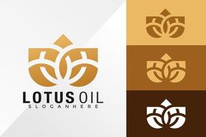 modelo de ilustração vetorial de design de logotipo de óleo de lótus dourado vetor