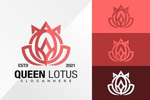 modelo de vetor de design de logotipo de flor de lótus rainha