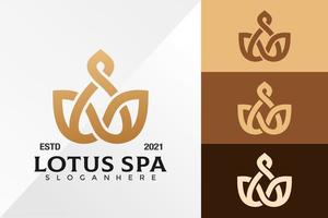 modelo de vetor de design de logotipo dourado lotus spa