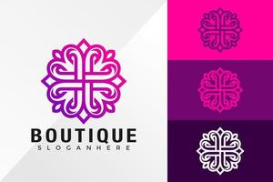 modelo de design de logotipo de flor de boutique vetor