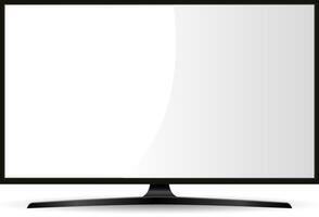 Preto cheio hd televisão conjunto monitor com plano Largo tela. eletrônico conduziu exibição dispositivo para rede apresentação. hq ilustração para anúncio. vetor