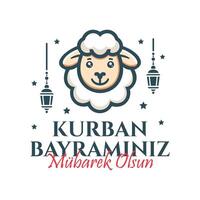 Kurban bayraminiz mubarek olsun. tradução eid al adha mubarak. piedosos dias do muçulmano comunidade. vetor