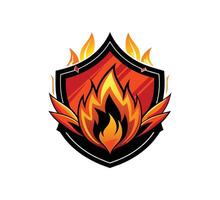 logotipo escudo de fogo vetor