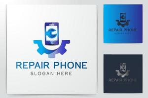 conserto de telefone, inspiração de design de logotipo de equipamento vetor