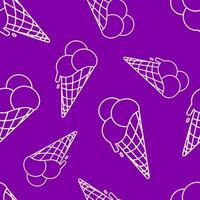 linha arte gelo creme cone desatado padrão.verão doce sobremesa, impressão papel, embalagem, papel de parede, têxtil design.ice creme bolas dentro uma waffle cone simples padronizar. ilustração vetor