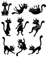 gato Preto gato Miau bichano engraçado desenho animado pose vetor