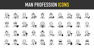 profissões ícones definir. ocupações, trabalhadores, advogado, chefe de cozinha, doutor, desenvolvedor, cientista, agricultor, empreendedor. isolado ilustrações ícone. vetor