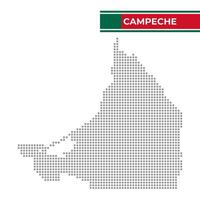 pontilhado mapa do a Estado do campeche dentro México vetor