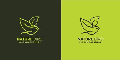 natureza pássaro logotipo com pássaro e folha Projeto pró estilo e pró SVG vetor