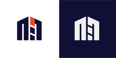 carta m e prédio, lar, real Estado, prédio, propriedade. mínimo impressionante na moda profissional logotipo Projeto modelo em livre SVG vetor