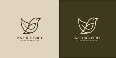 natureza pássaro logotipo com pássaro e folha Projeto livre estilo e livre SVG vetor