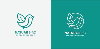 natureza pássaro logotipo com pássaro e folha Projeto pró estilo e pró SVG vetor