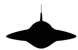 UFO estrangeiro nave espacial Preto silhueta, simples estrangeiro navio símbolo, espaço vôo pires. vetor