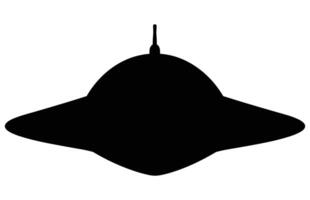 UFO estrangeiro nave espacial Preto silhueta, simples estrangeiro navio símbolo, espaço vôo pires. vetor