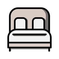 hotel quarto plano ícone. símbolo cama editável mobiliário. vetor