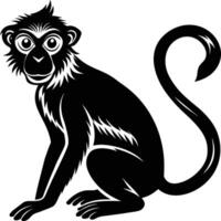 uma silhueta do uma macaco sentado vetor