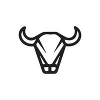 Preto esboço touro cabeça logotipo ícone vetor