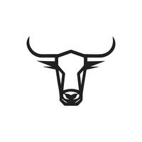 Preto esboço touro cabeça logotipo ícone vetor