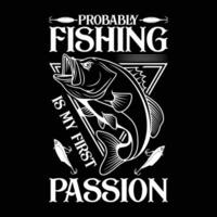 design de camiseta de pesca vetor