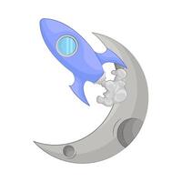 ilustração do lua com foguete vetor
