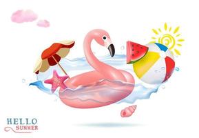 brinquedo inflável flamingo. vetor. vetor