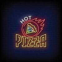 pizza quente sinais de néon estilo vetor de texto