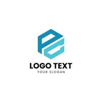 uma logotipo para uma companhia este é fez acima do uma azul e branco hexágono vetor