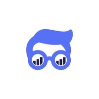 uma azul e branco logotipo com óculos e uma Barra gráfico vetor