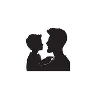 pai e filho silhueta em branco fundo. pai e filho logotipo, ilustração. vetor