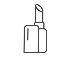 Maquiagem e cosméticos. beleza linear gráfico ícones dentro a Formato do batom com lábio Cuidado boné. vetor