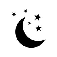crescente lua com estrelas ícone em branco fundo. noite ícone. crescente lua ícone. minimalista estilo. vetor