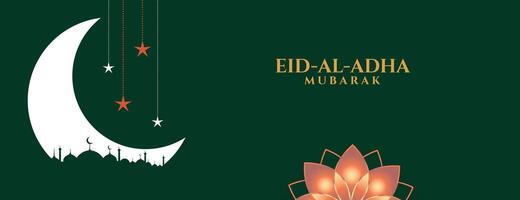 eid al adha mubarak com conceito de cabra e lua vetor