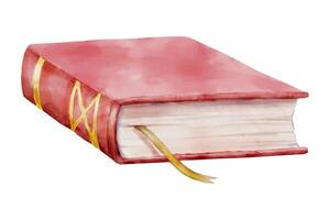 vermelho fechadas livro com marca páginas. mão desenhado literatura para lendo e estudar. aguarela ilustração vetor