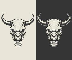 dois diferente desenhos para uma crânio com chifres vetor