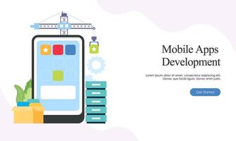 aterrissagem página modelo para Móvel aplicativo desenvolvimento vetor