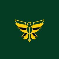 ouro minimalista pássaro logotipo Projeto vetor