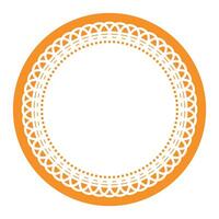 simples detalhado luz laranja simétrico volta ornamental renda círculo em branco quadro, Armação fronteira elemento vetor