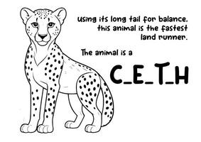 coloração livro animal e único facto sobre guepardo vetor