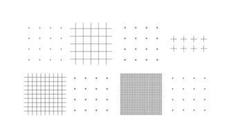 conjunto de designs de padrão sem emenda com formas de grade e bolinhas. elementos para design moderno e memphis vetor