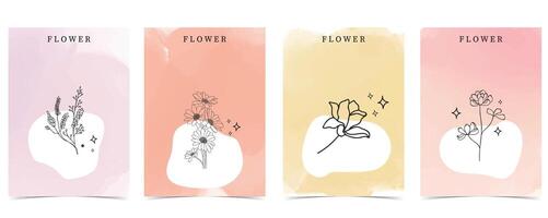 flor fundo com lavanda, magnólia, girassol.ilustração para a4 página Projeto vetor