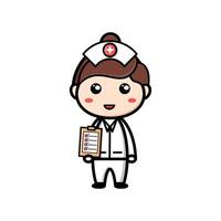 fofa enfermeira personagem em branco fundo vetor