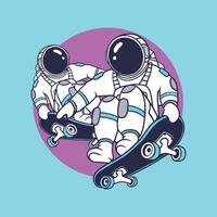 fofa astronauta desenho animado com skate ilustração vetor