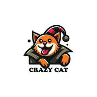 louco gato Projeto logotipo vetor