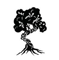 mangue árvore silhueta, Preto e branco cores. ilustração vetor