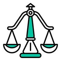 justiça escala símbolo ícone, juiz e quadra Ferramentas ícone vetor
