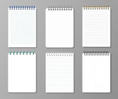 realista diário cadernos 3d papel bloco de anotações vetor