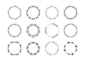louros quadros galhos com círculo fronteiras coleção vetor